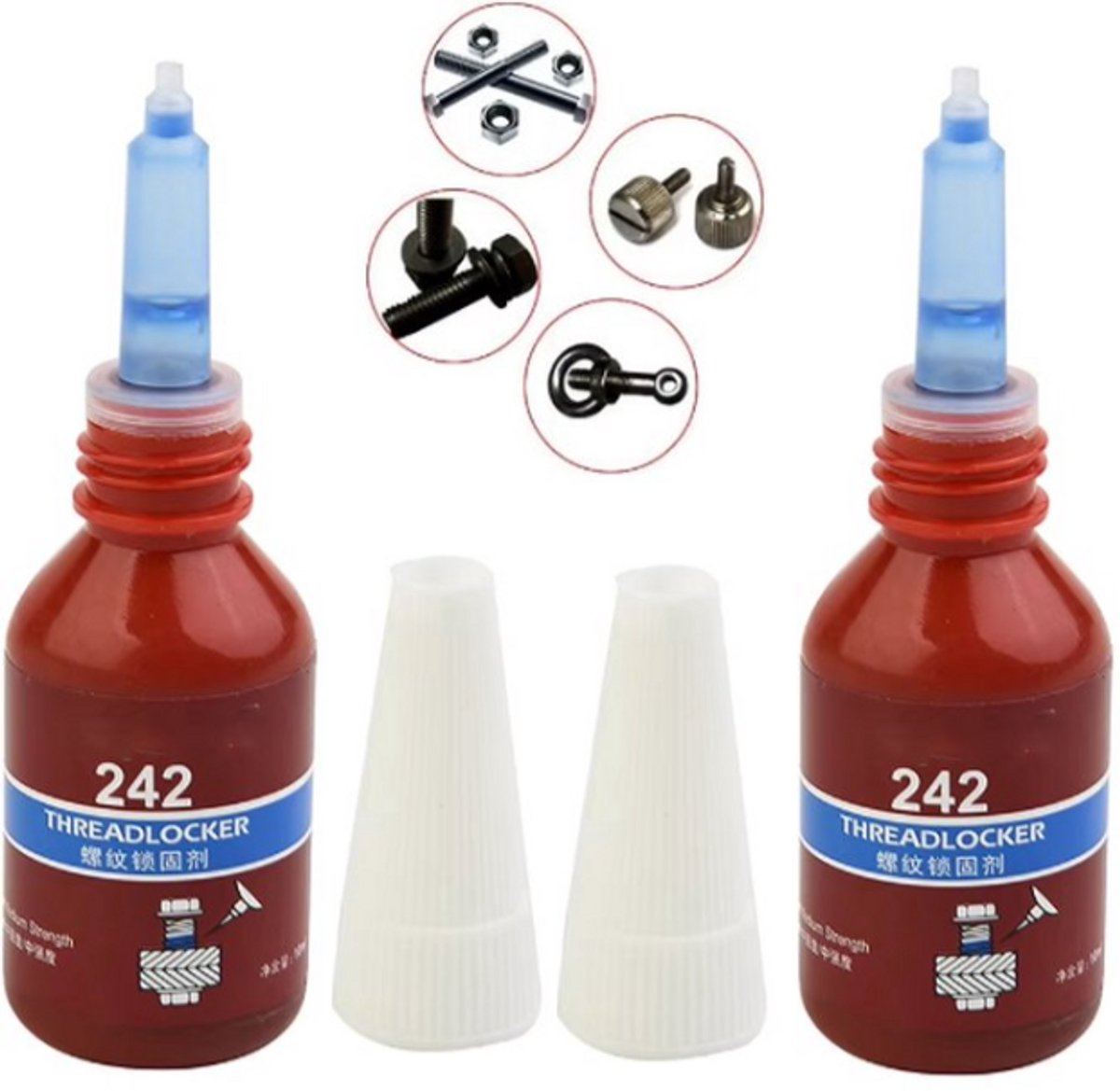 TLVX 2 stuks Schroefdraadborgmiddel 10ml - Threadlocker 242 – Metaallijm Borger Blauw - Schroeven en bouten borg middel lijm – Schroefverbindingen - Bout goed vastzetten – Voorkomt lostrillen – Bouten borgen - Waterproof - Eenvoudig aanbrengen