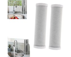 2 stuks filterpatronen - Gecomprimeerd actief koolstoffilter - Waterfilterpatroon - 10 inch universeel filter - Voor leidingwater, putwater, drinkwater - Het kan sediment filteren, geuren verwijderen (25*7 cm - Grijs)