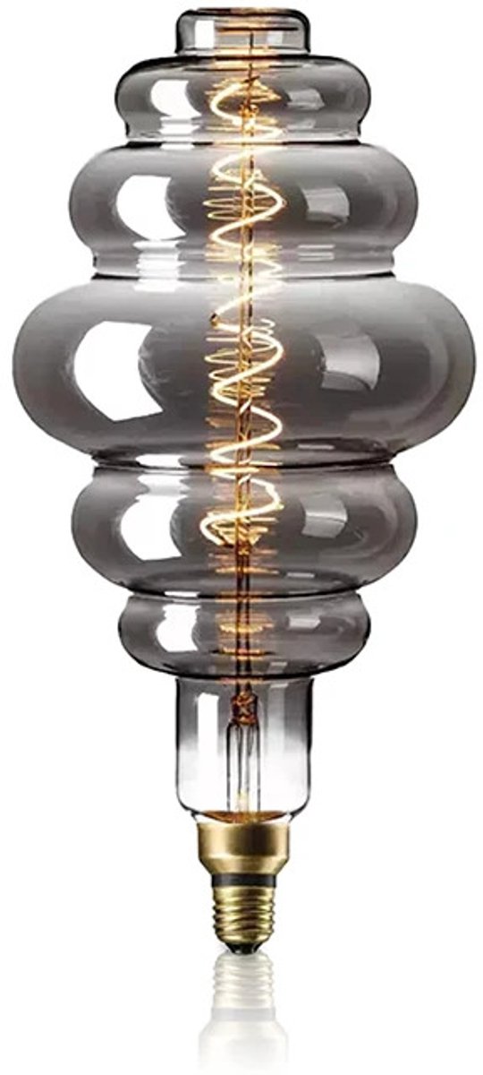 LED Filament Lamp E27 Dimbaar 6W – 2200K Extra Warm Wit – Grijs Glas – Sfeerverlichting