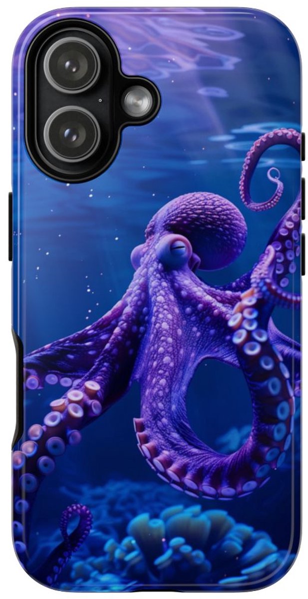 Paarse Octopus Onderwaterlandschap – Telefoonhoesje Geschikt voor iPhone 17