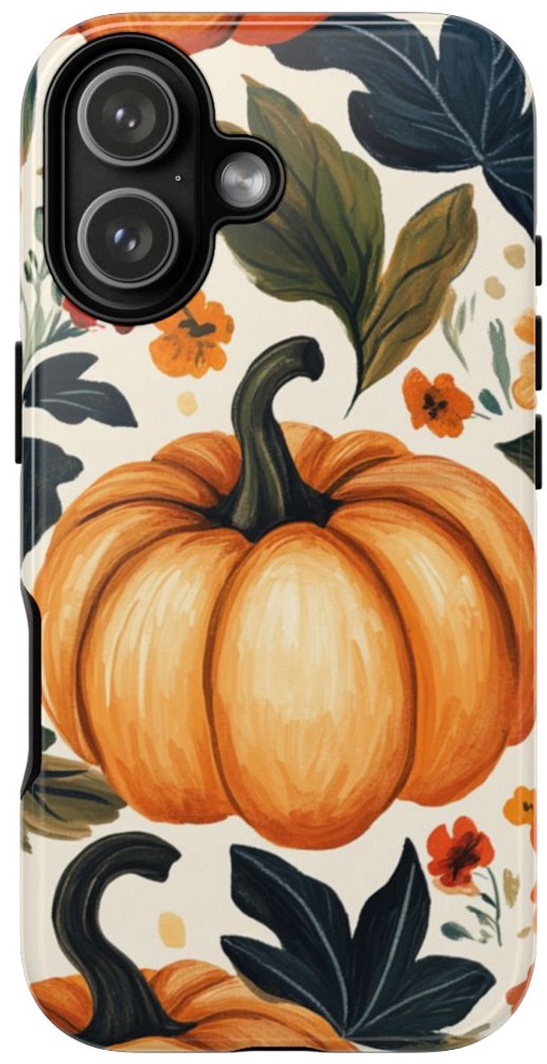 Herfst Pompoen en Bloemenpatroon – Telefoonhoesje Geschikt voor iPhone 17