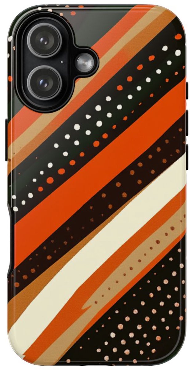 Retro Aardetinten Gestreept Patroon – Telefoonhoesje Geschikt voor iPhone 17