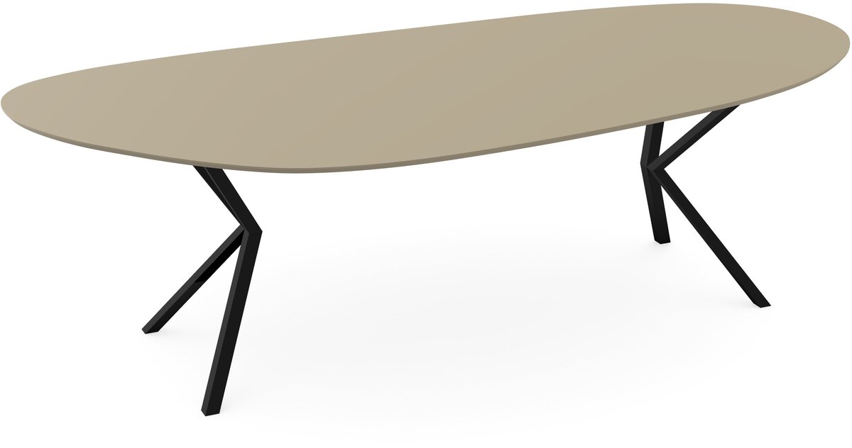 Melamine eettafel Dark Ecru - Organisch B - VV zwart
