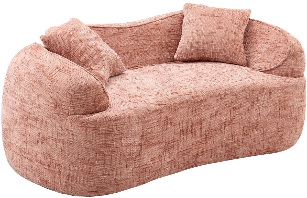 Merax 170 cm Gebogen 2-Zits Bank – Compact Loveseat Bankstel – Inclusief 2 Kussens – Ergonomisch en Comfortabel – Roze