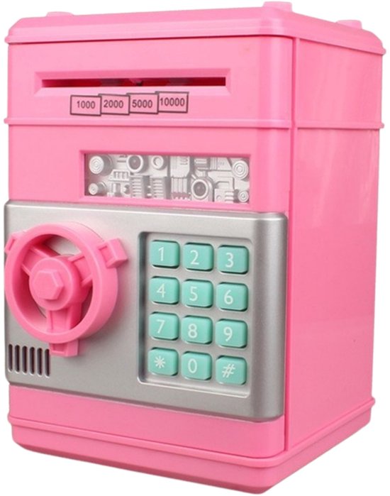 RAMBUX® - Kluis met Pincode & Geluid - Roze - Spaarpot - Munten & Briefgeld - Automatisch Spaarvarken - Educatief Speelgoed