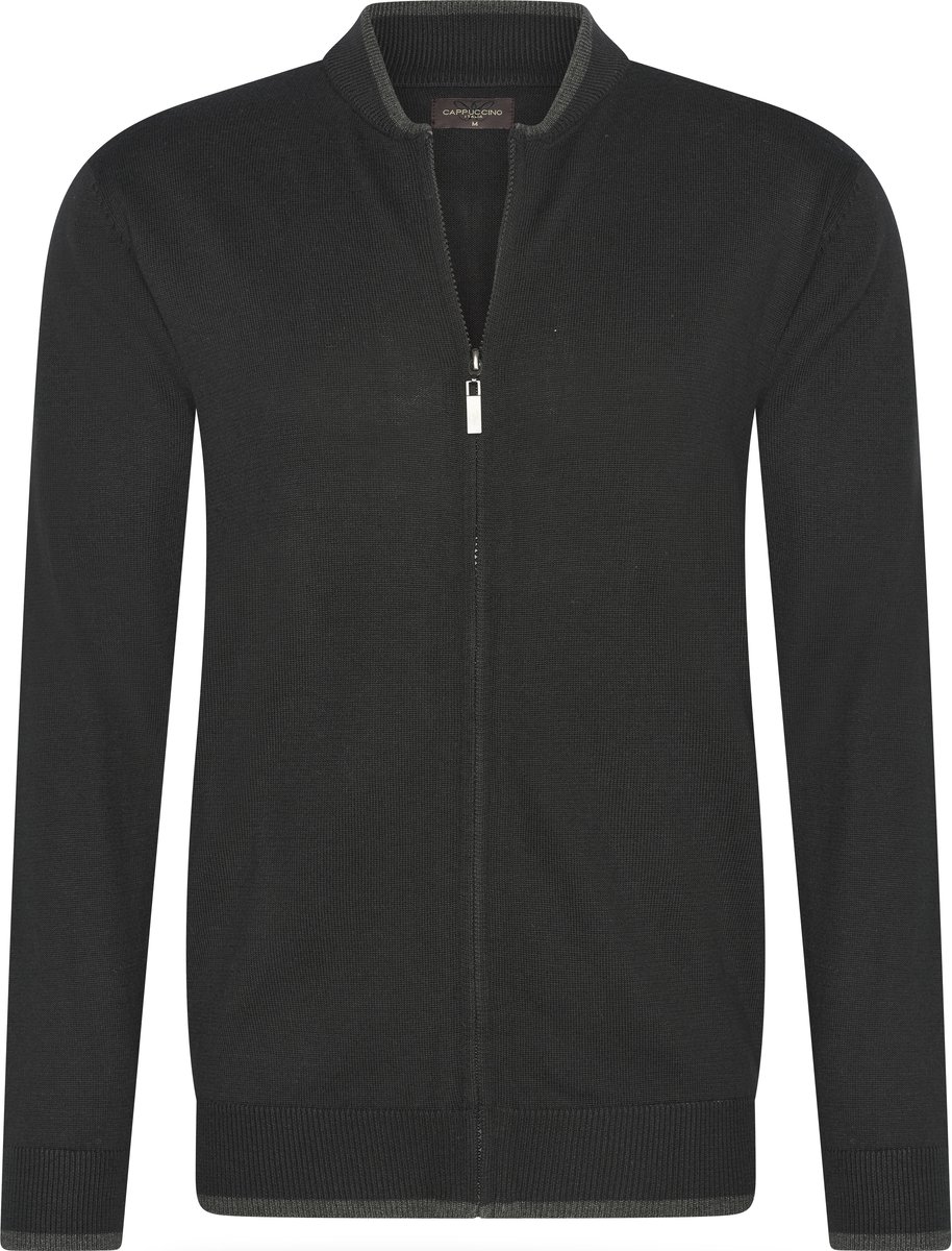 Cappuccino Italia - Heren Vest Full Zip Cardigan - Zwart - Maat S