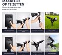 Makkelijk op te zetten: 8 stappen voor de juiste stand, richten, grondspies vastmaken, plaatsen of ophangen.