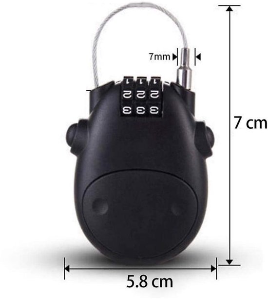 EXCITAT Fietsslot - Kabelslot - met 3-cijferige draaischijf - 75 cm stalen kabel - geschikt voor fietsen, motoren en bagage. van EXCITAT — afbeelding 5