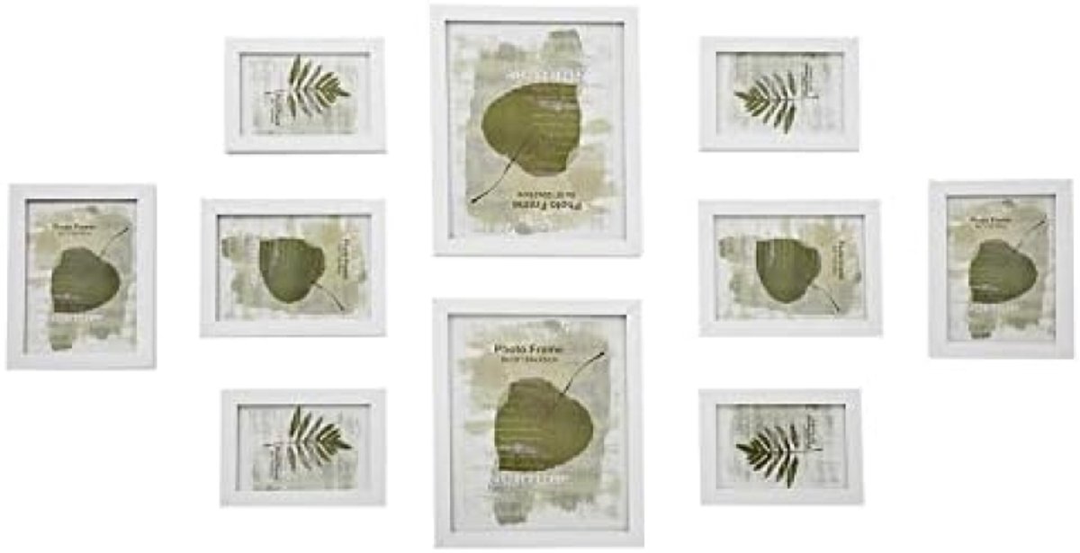 PromoHome Fotolijsten Set van 10 - Multifunctionele Wanddecoratie met Verschillende Formaten - Moderne Witte Fotolijstenset voor Huisdecoratie