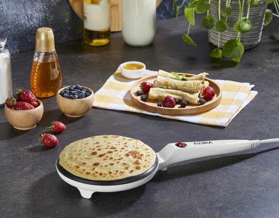 Floria Crêpe Maker ZLN7911 - Elektrische Pannenkoeken & Crêpemaker - 20 cm - 600-700 W - Anti-aanbaklaag - Wit — afbeelding 4