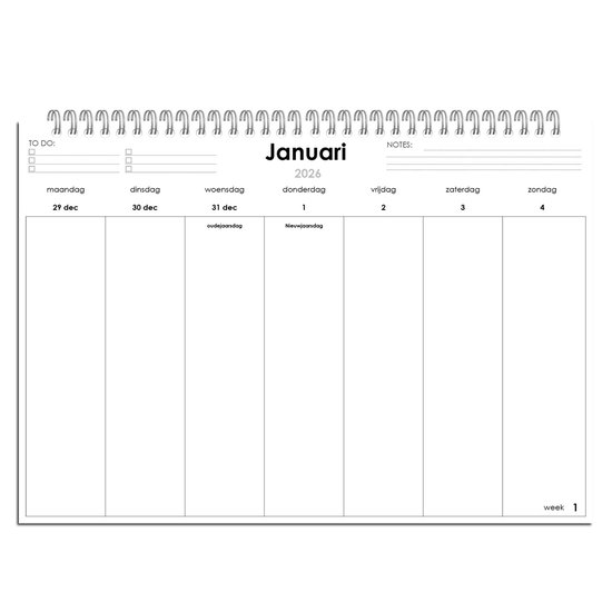 Huurdies ® - Weekkalender 2026 - A3+ - 52 vel - 90 grams matpapier