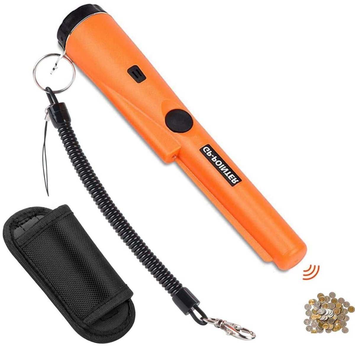 EXCITAT Metaaldetector - Draagbaar - Waterdicht - Met LED-indicator - Voor metaal- en zilverzoekopdracht - Oranje