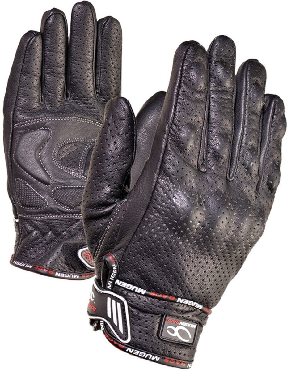 MUGENRACE Aeroflux Zwarte Geperforeerde Handschoenen - Handschoen
