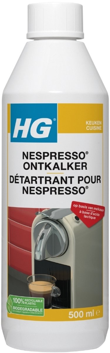 1 x HG Nespresso Ontkalker 500 ml - Ontkalken Nespresso Machine - Ontkalkmiddel - Melkzuur Ontkalker - Kalkvoorkomend - Biologisch Afbreekbaar