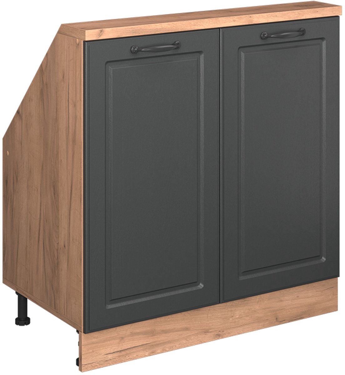 Kast voor schuine wand Rion Antraciet hoogglans/goud eiken met 2 deuren Vicco | Antraciet Hoogglans | 60 cm, 2 deuren | 406673150925606