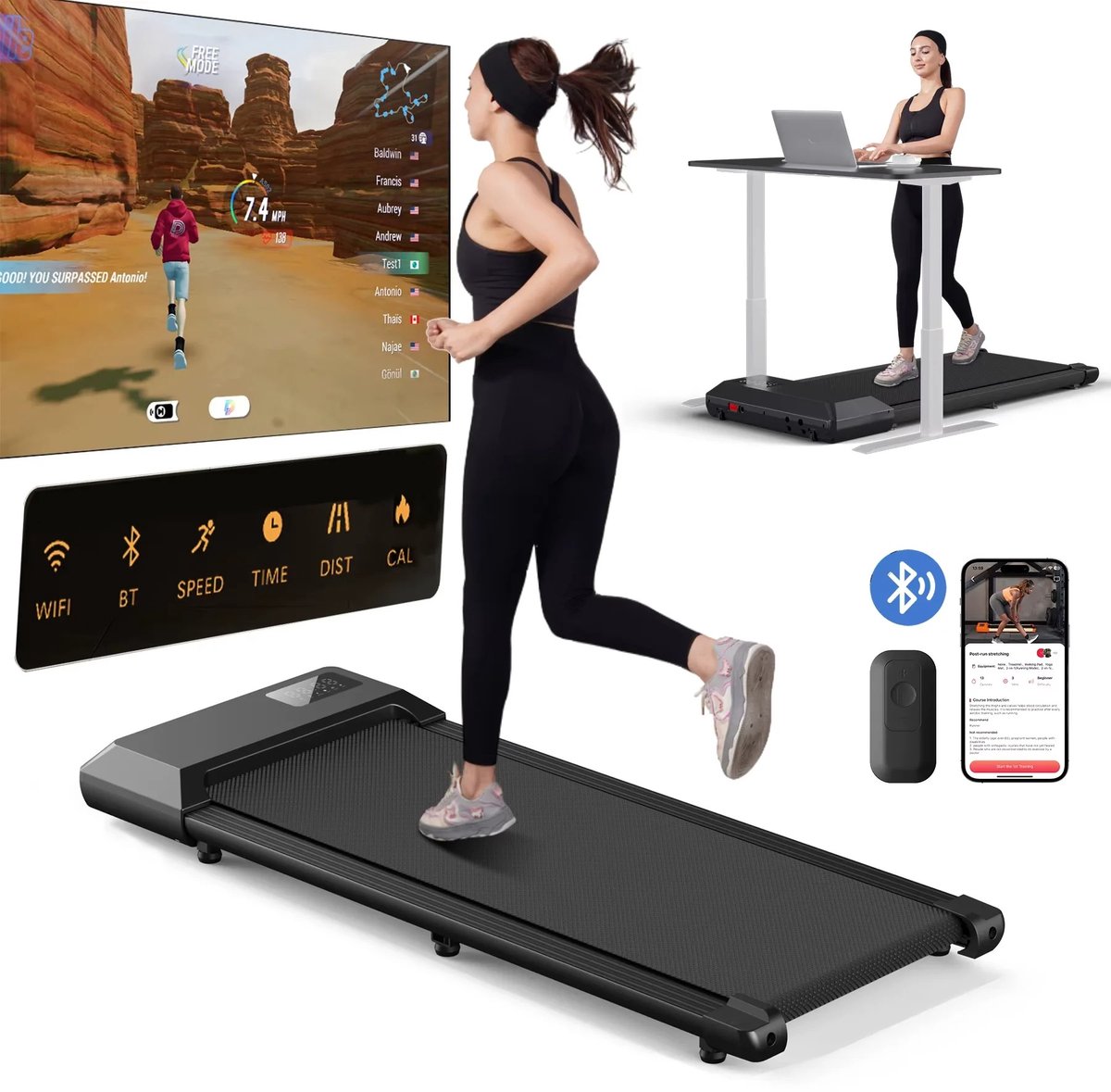 Ohana DT - Loopband Voor Thuis - 2.5PK - Antislip - Schokabsorptie - Met Afstandsbediening - 39x80 CM - Compact & Draagbaar