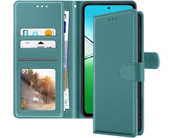 Avizar Portemonnee Hoesje Geschikt voor Oppo A5x met Polsband en Video Standaard Functie, Turquoise