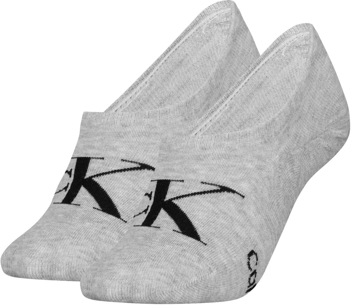 Calvin Klein Jeans Dames Footies 2-Pack Monogram Grijs