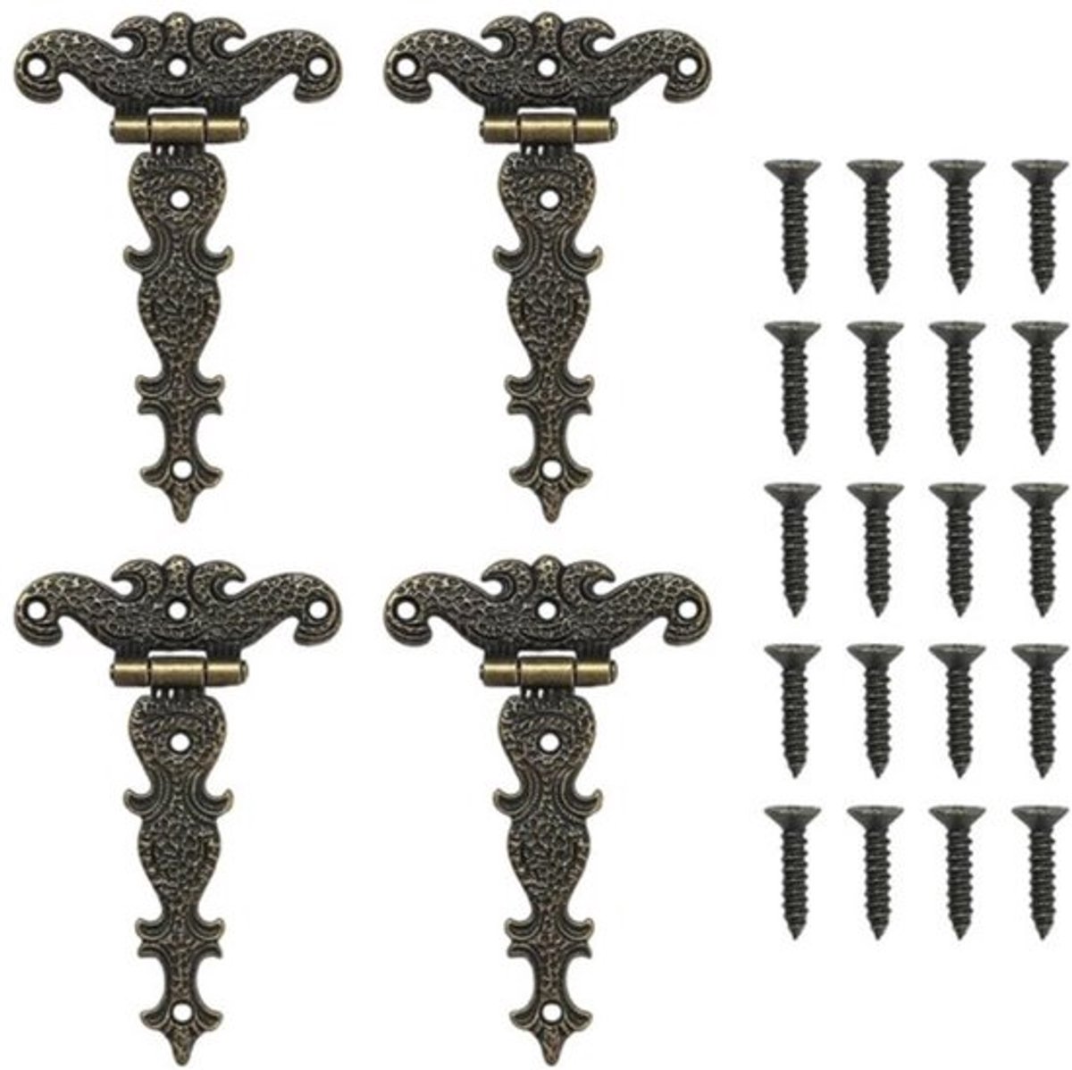 Set van 4 Retro Scharnieren voor Diverse Toepassingen in Antieke Stijl