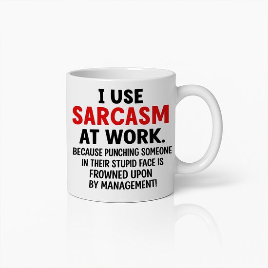 Mug humoristique « Sarcasme au travail » 330 ml – Mug à café humoristique pour le bureau – Cadeau Perfect pour vos collègues et amis