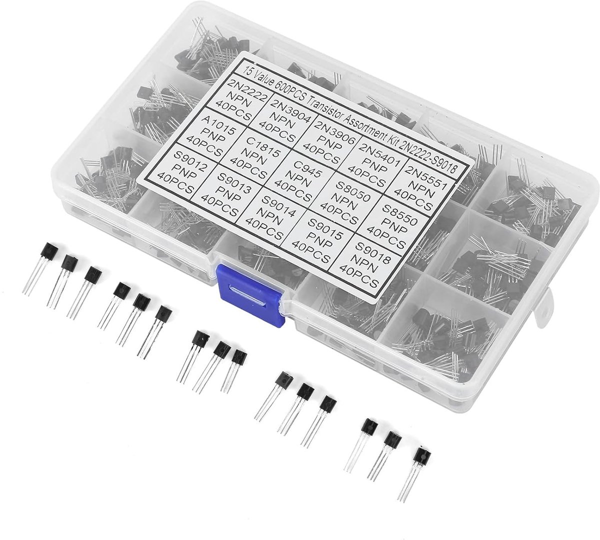 Transistors Assortment Kit, Current Amplification PNP Transistor High Dielectric Strength for Noncontacting Switch for Controling Current