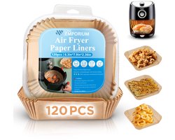 ONE Emporium airfryer papieren liners – 120 stuks – Ø 16 cm – vetvrij & hittebestendig (tot 230 °C) – geschikt voor Ninja/Cosori/Tower