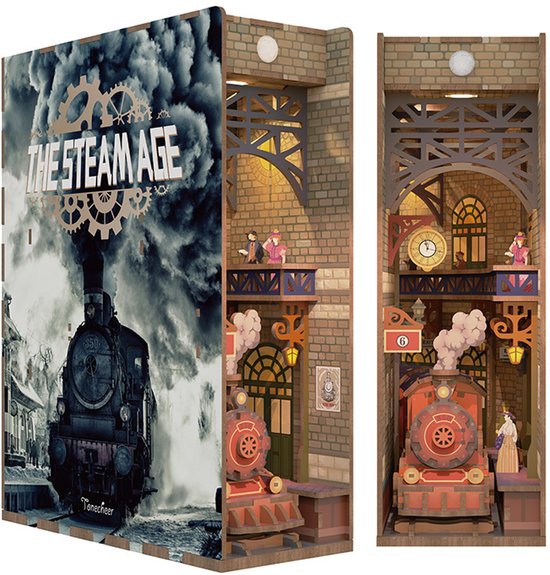 Tonecheer Book Nook Kit 3D houten puzzel Booknooks DIY modelbouwsets volwassenen om te bouwen miniatuur huis boekenplank Nook Book met licht grappig verjaardagscadeau(Viool Detective Bureau