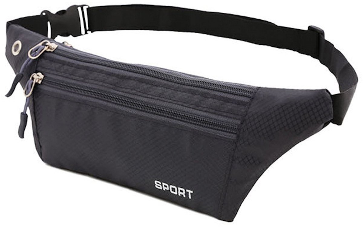 Decopatent - Heuptas - Buideltas Festival, Wandelen & Sport - Money Belt - Unisex Heuptasje Heren & Dames - Compact Outdoor Buideltasje - Afm. 33x8x11 Cm - Kleur: Grijs / Zwart