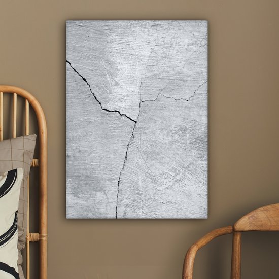 Tableau sur toile Béton - Fissure - Grijs - 60x80 cm - Décoration murale