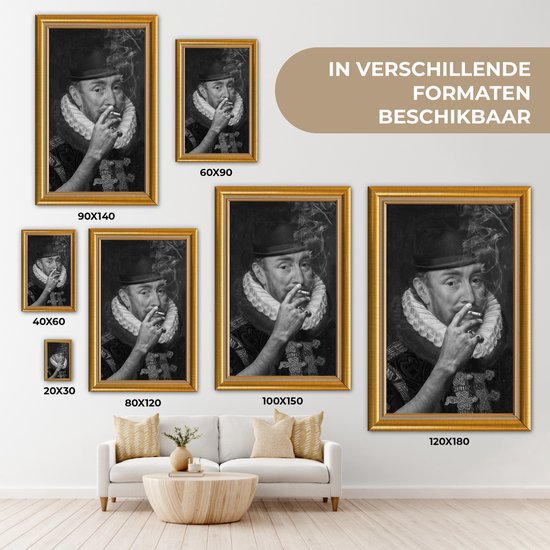 Canvas schilderij 60x90 cm - Wanddecoratie Kunst - Oude meesters - Lijst - Goud - Muurdecoratie woonkamer - Slaapkamer decoratie - Kamer accessoires - Schilderijen op canvas