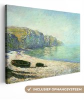 Tableau sur toile Bateaux sur la plage de Pourville à marée basse - Peinture de Claude Monet - 80x60 cm - Art Décoration murale