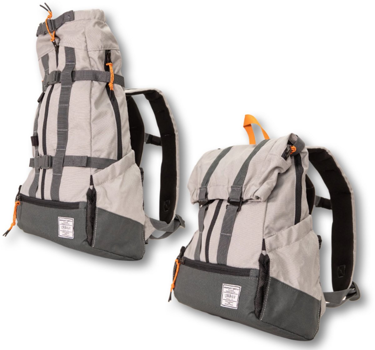 K9 Sport Sack URBAN3 - MEDIUM - GREY - Trendy hondenrugzak voor kleine tot middelgrote honden