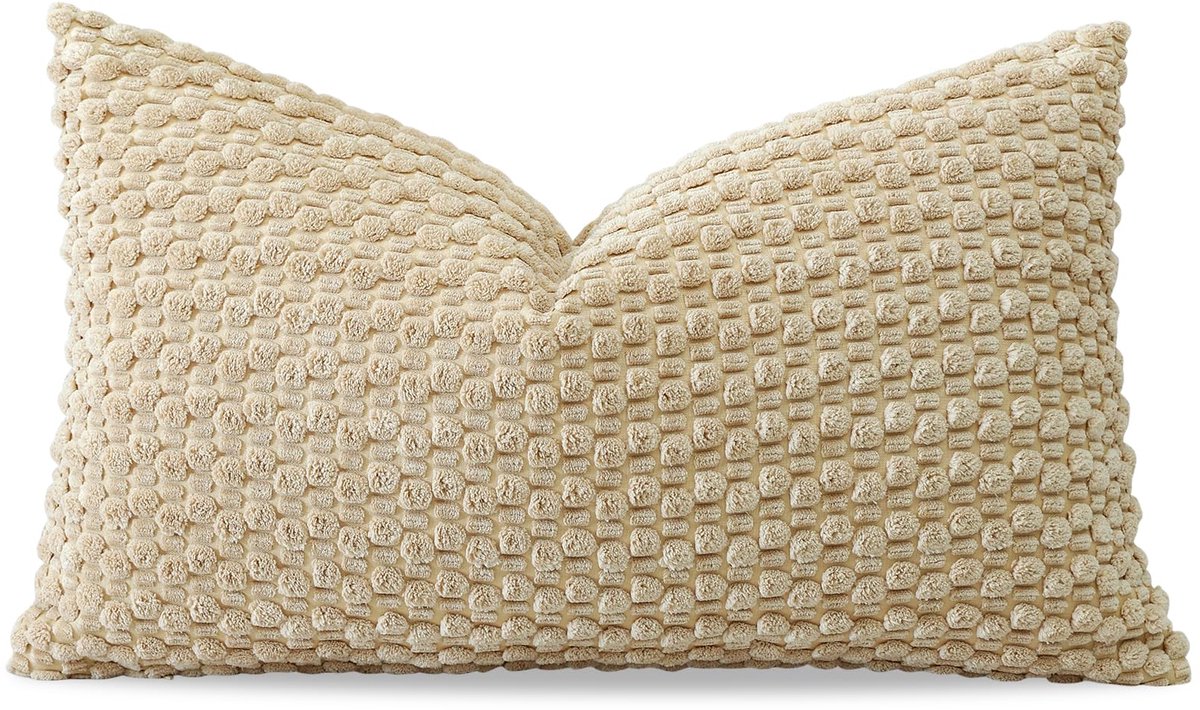Ibenzoa Zachte corduroy kussensloop met geometrisch patroon voor stijlvolle inrichting lichtbruin
