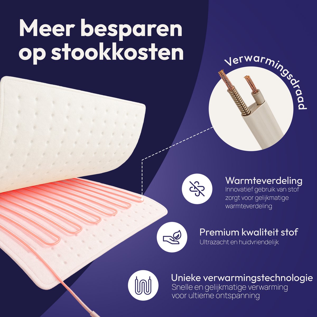 Comfeur Elektrische onderdeken 190x80 cm - Elektrisch deken - Warmte deken - 9 Timer-settings - 9 Warmtestanden - Pre-heat functie - Hele Oppervlak Verwarmd - Incl. Matrasbanden – foto 5