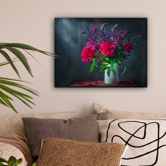 Peinture sur Toile Couleurs - Pivoine - Nature Morte - 40x30 cm - Déco Décoration murale