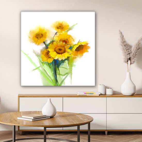 Tableau Peinture à l'Huile - Tournesols - Couleurs - 90x90 cm - Décoration murale