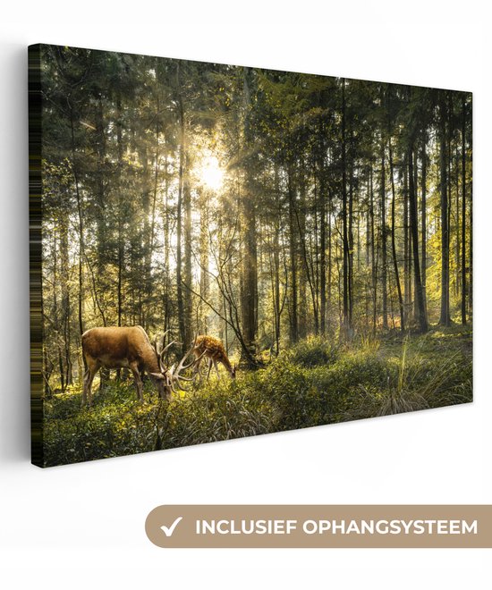 Peintures sur toile Cerf - Nature - Forêt - 120x80 cm - Décoration murale
