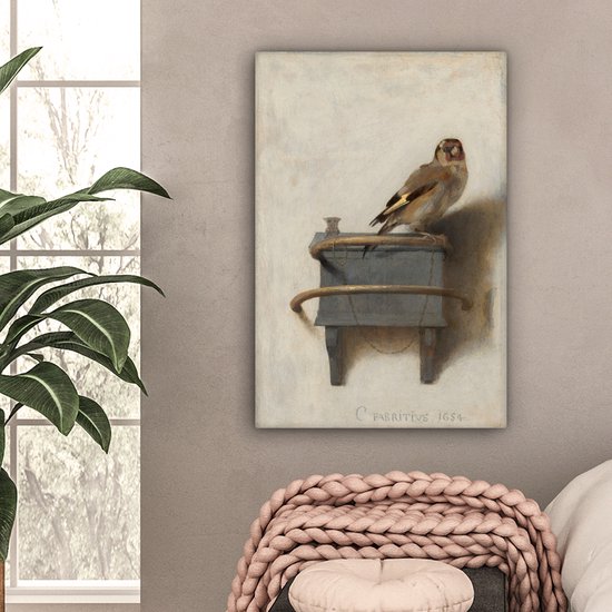 Le Chardonneret - Peinture de Carel Fabritius sur toile 40x60 cm - Tirage photo sur toile (Décoration murale salon / chambre)