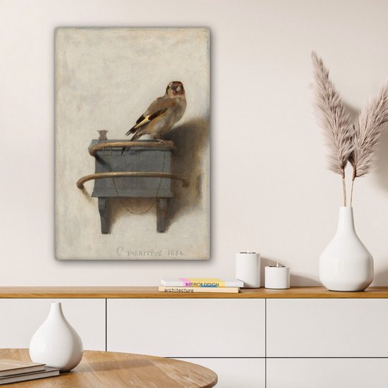 Le Chardonneret - Peinture de Carel Fabritius sur toile 40x60 cm - Tirage photo sur toile (Décoration murale salon / chambre)