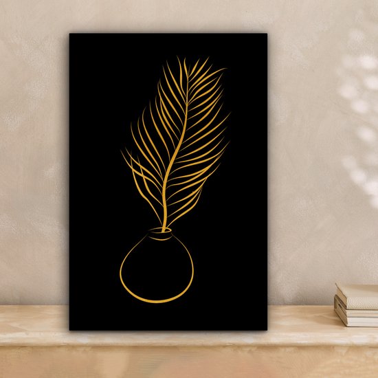 Pot de peinture sur toile - Plante - Line au trait - Goud - 20x30 cm - Décoration murale