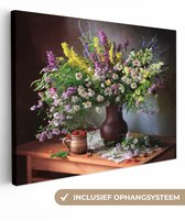 Toile Peinture Fleurs - Tableau - Nature Morte - 160x120 cm - Décoration murale XXL