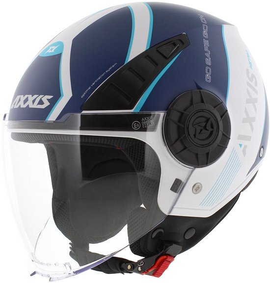 Axxis Metro S jethelm Techno mat blauw wit - Maat M