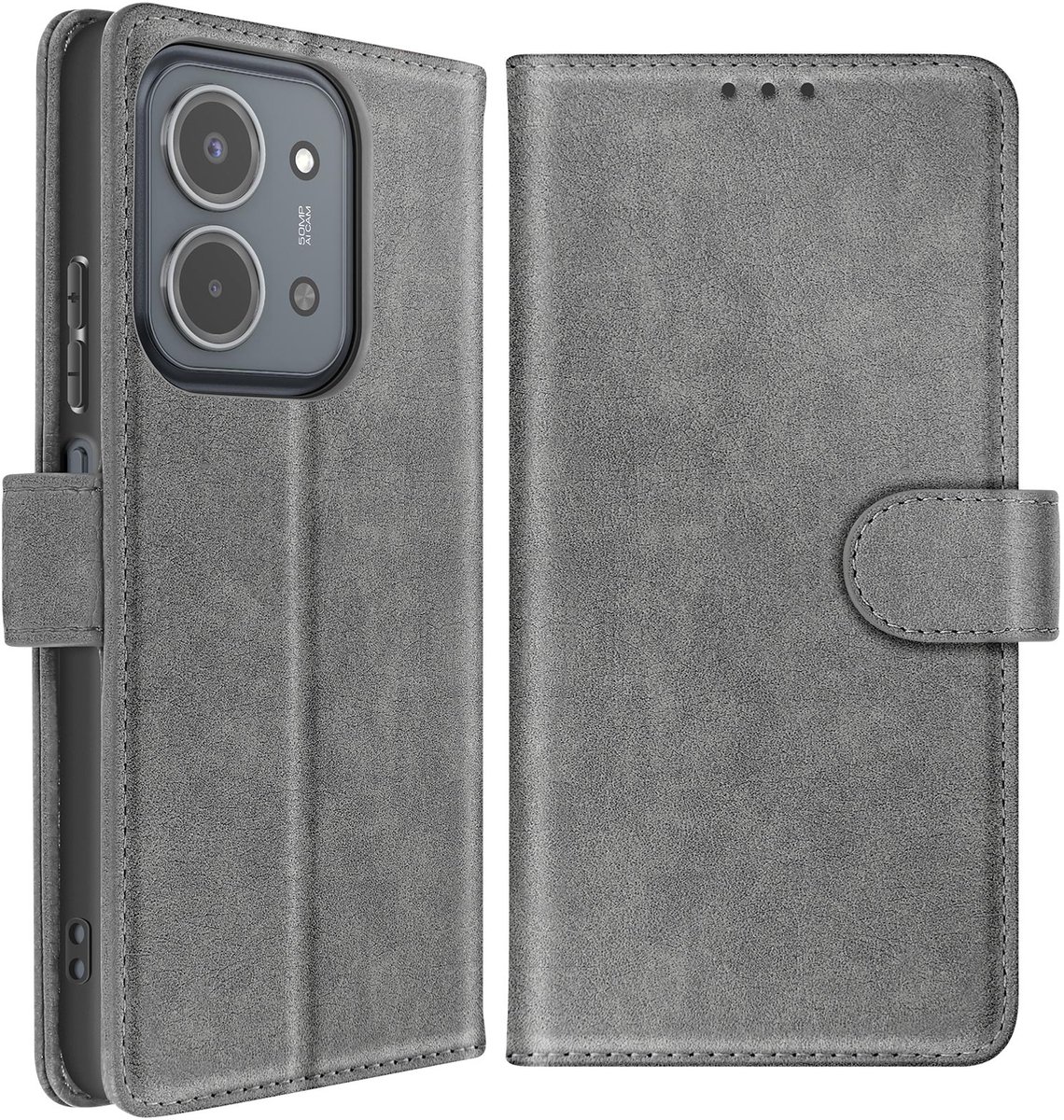 Avizar Portemonneehoesje voor Redmi 15C Chesterfield Serie met Standfunctie, Grijs
