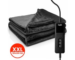 Lugia Elektrische Deken XXL - Bovendeken & Warmtedeken - 180x160 cm - 1 of 2 persoons - 9 Warmtestanden - Fleece - Donkergrijs - (2025)