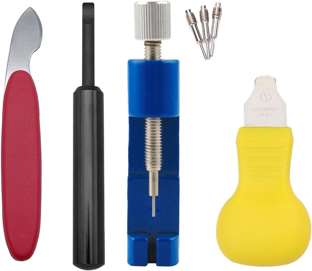 Horloge Tool voor Link Verwijdering en Aanpassing met Extra Pinnen - Horlogeband Verwijdering en Cover Opener Kit (4 stuks) Blauw