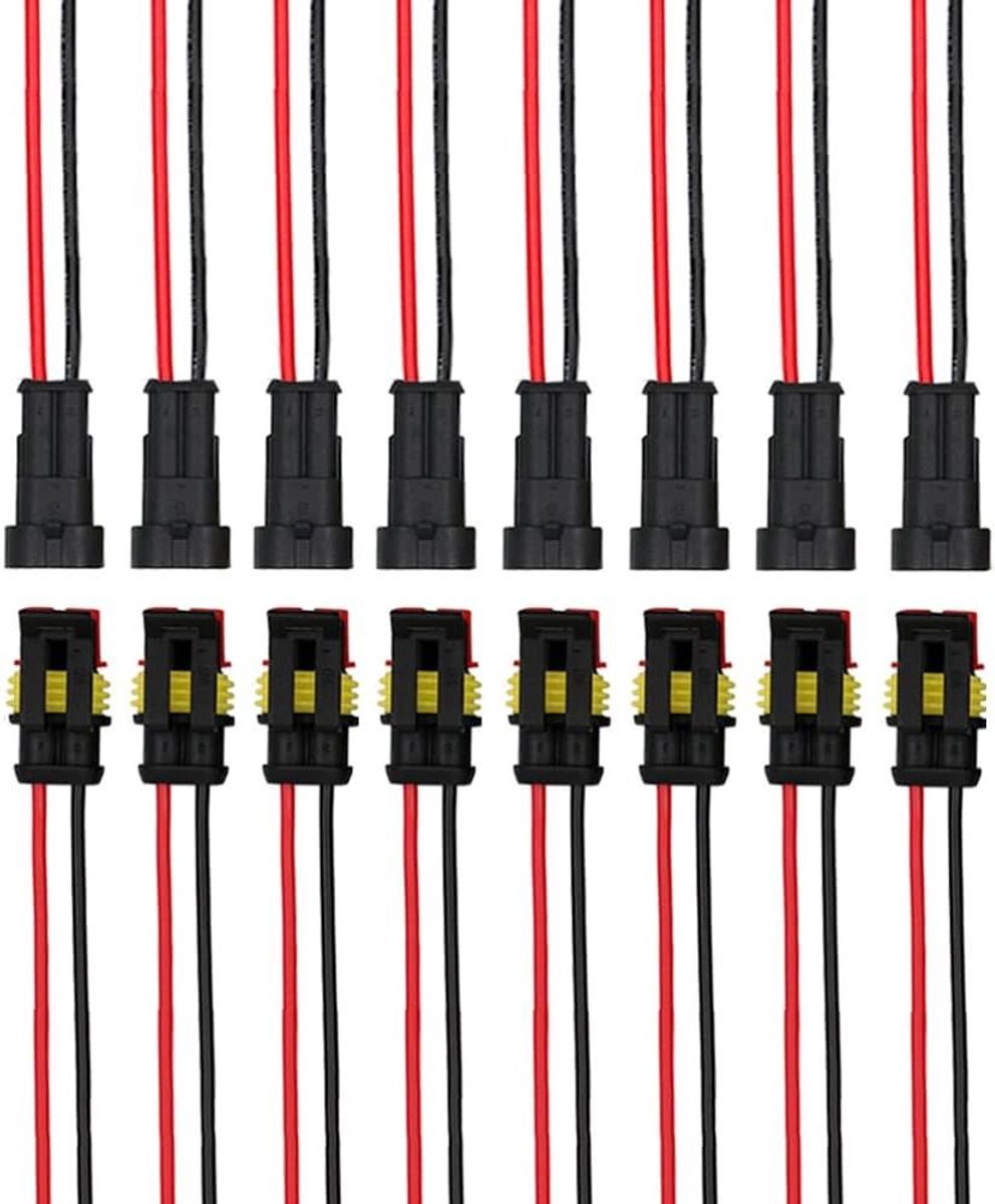 JHubers Goods - 8-delige Waterdichte Auto Elektrische Connectoren Set met 16 AWG Draden - Auto Vrachtwagen Boot - Elektrische Connector Stekke Socket Kit - Verzegeld