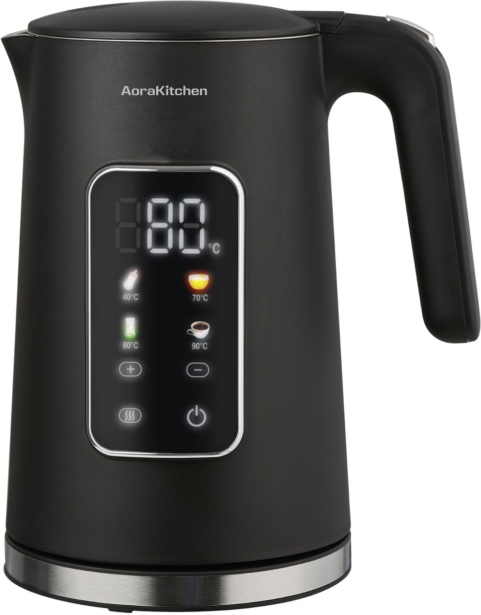 AoraKitchen Waterkoker - LED Touchscreen - Instelbare Temperatuurregeling - Waterkokers - 1.7L - Elektrisch - Cool Touch - Zwart — afbeelding 1