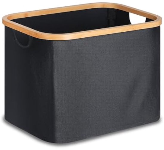 Opvouwbare wasmand, zwart, grote pop-up wasmand van mesh, wasverzamelaar met handgrepen, ronde opslag, vuile mand voor thuis, organizer, kinderkamer
