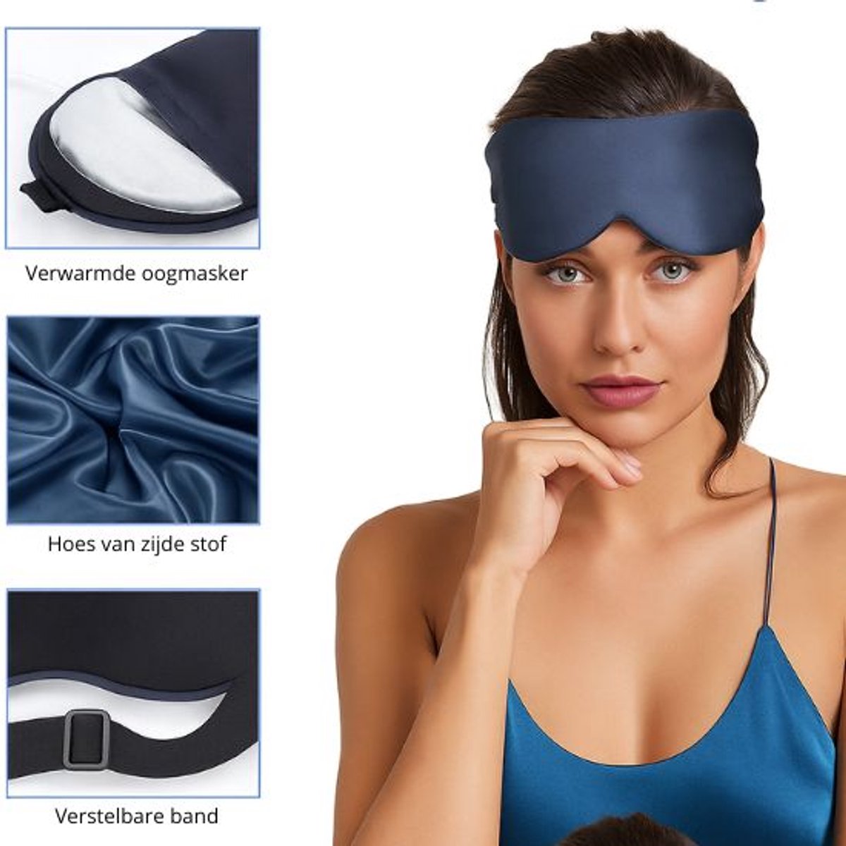 TRESTO - Oogmasker – Verwarmd & Elektrisch – 4 Warmtestanden – Voor Wallen en Droge Ogen – Marineblauw — afbeelding 3