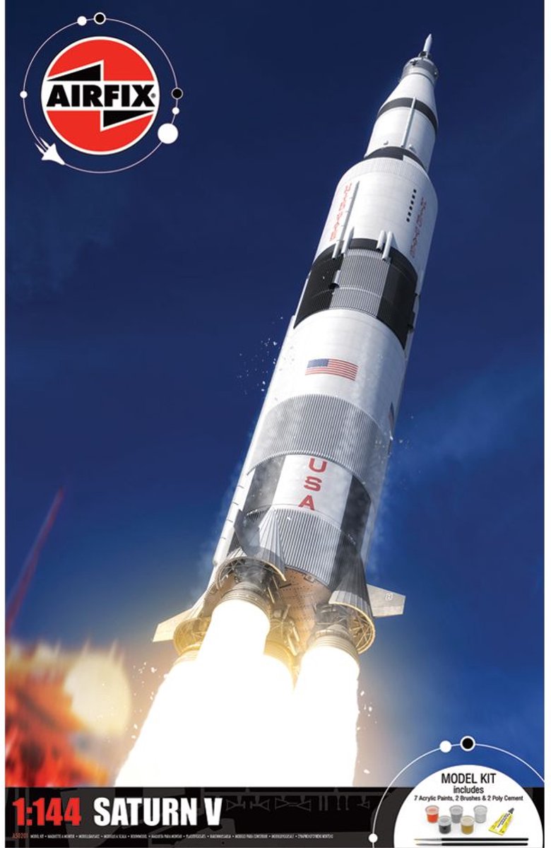 Airfix Modelbouwpakket Militaire voertuigen - 50201 Saturn V - Amerikaanse Lanceerraket - Ruimtevaart - Geschenkset Plastic - 1:144 - Modelbouw